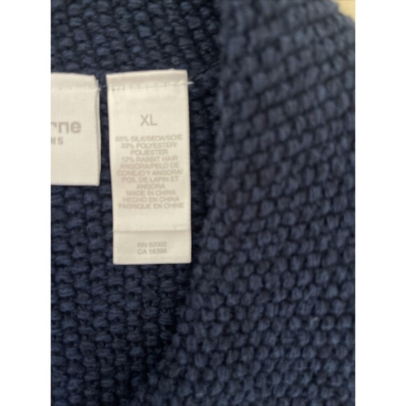 Liz Claiborne XL Silk & Angora Sweater Cardigan Full Zip Front Pockets Blue - Picture 9 of 9